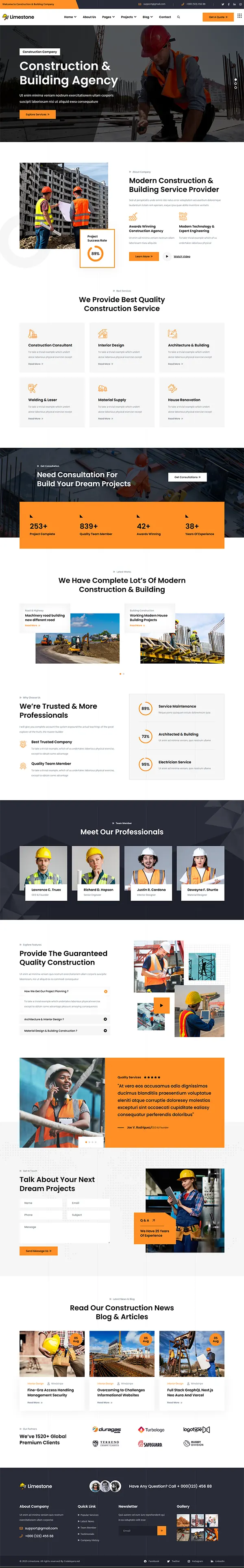 Limestone - Joomla 6 Construction Building Template